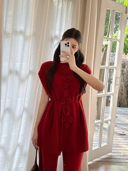 Chan NEW Sleeveless knitted set