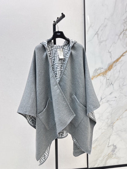 Fend NEW Wool Shawl Hooded Cape