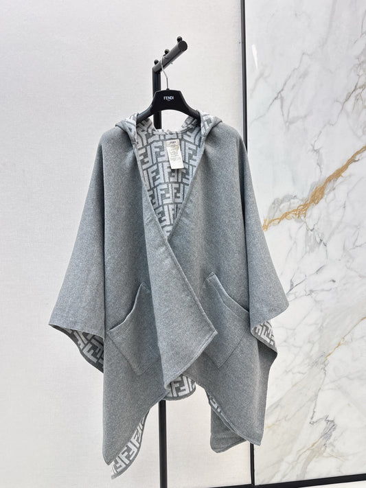 Fend NEW Wool Shawl Hooded Cape