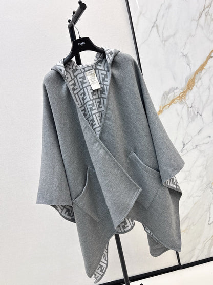 Fend NEW Wool Shawl Hooded Cape
