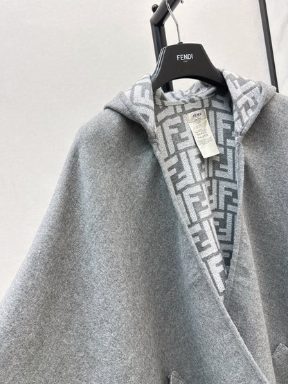 Fend NEW Wool Shawl Hooded Cape