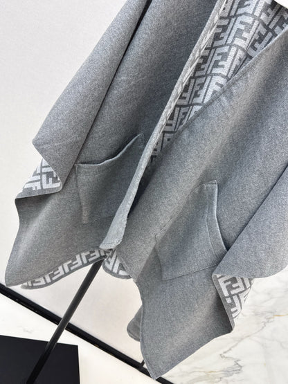 Fend NEW Wool Shawl Hooded Cape