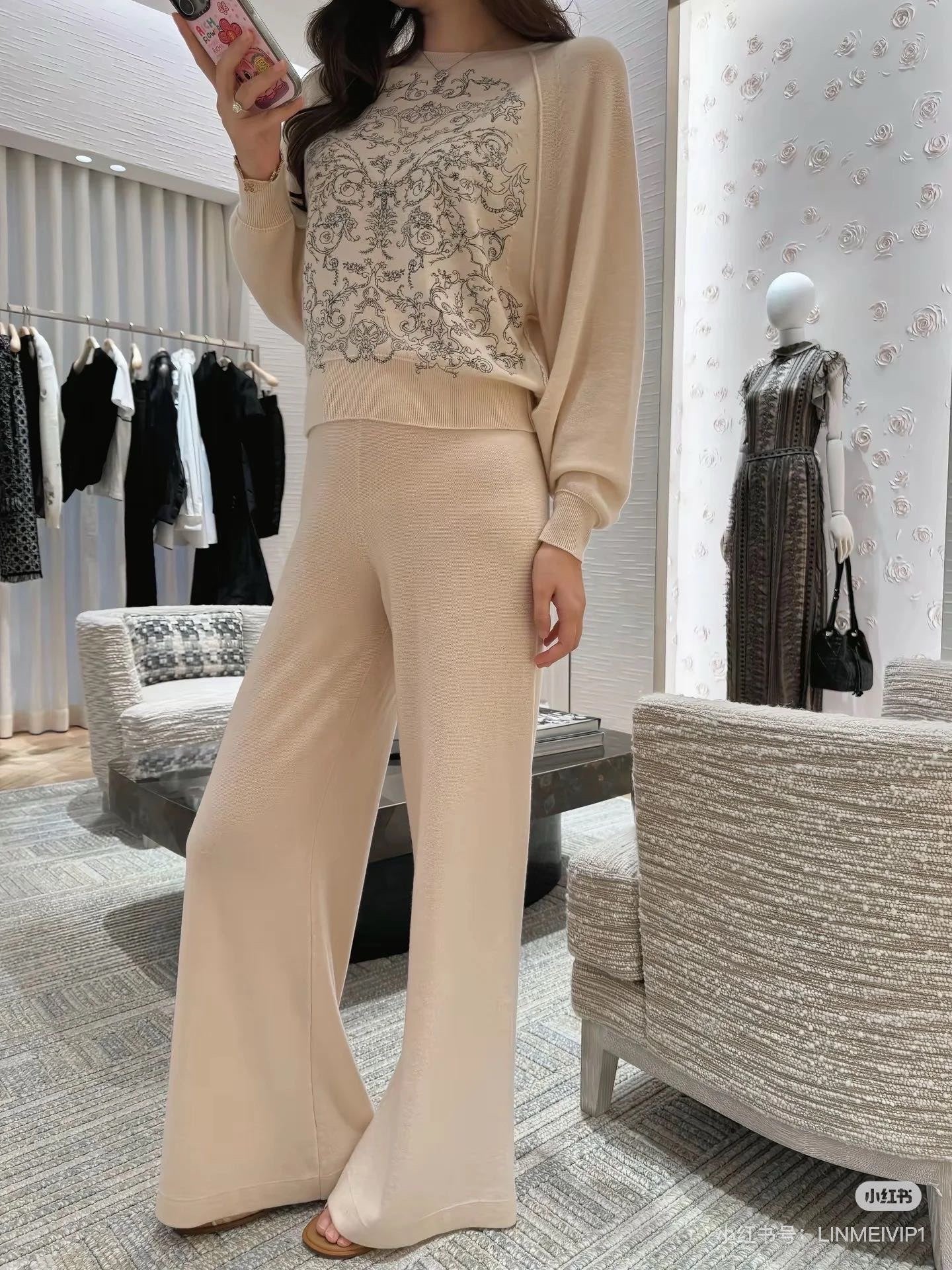 CD NEW Cashmere wide-leg pants