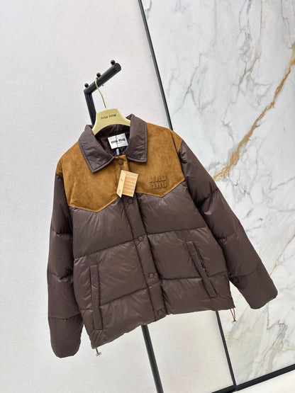 Miu NEW Suede Fleece Down Jacket