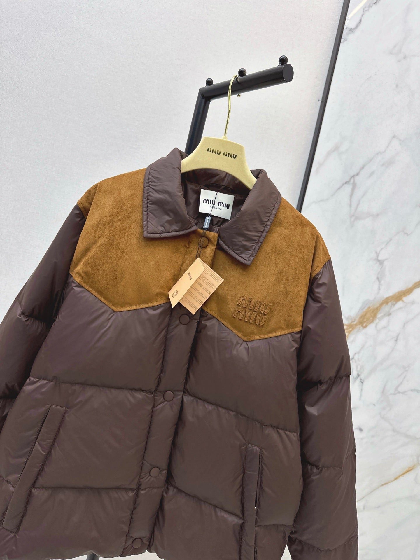 Miu NEW Suede Fleece Down Jacket