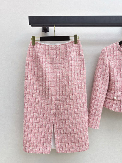 Chan NEW Woven coat and skirt set