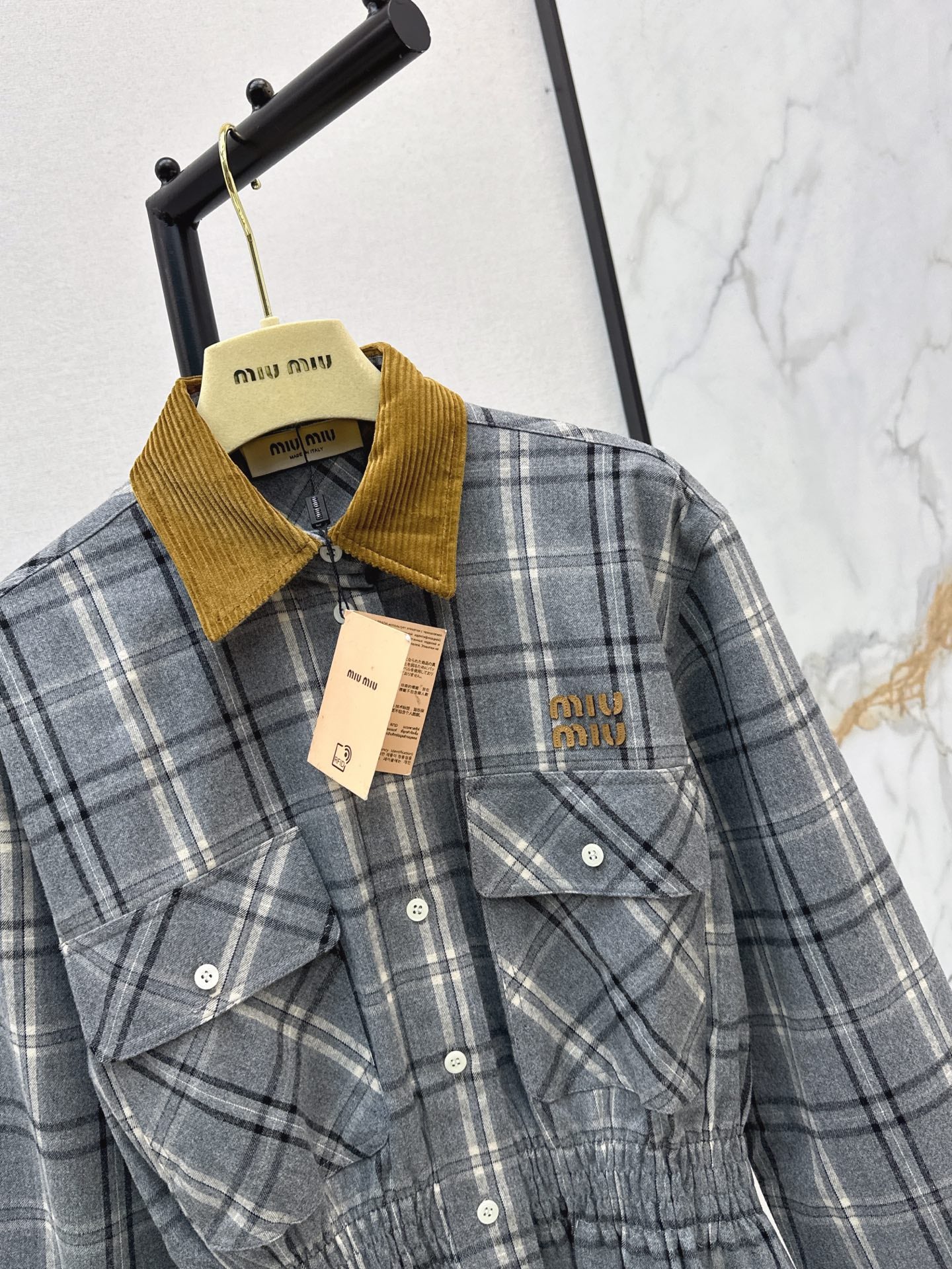 Miu NEW plaid shirt dress