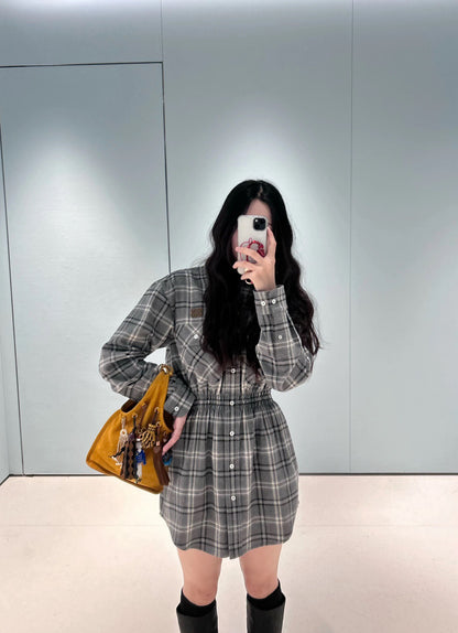 Miu NEW plaid shirt dress