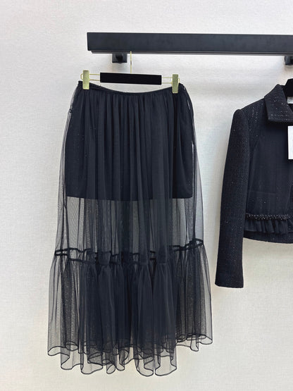 Chan NEW woven skirt and mesh skirt set