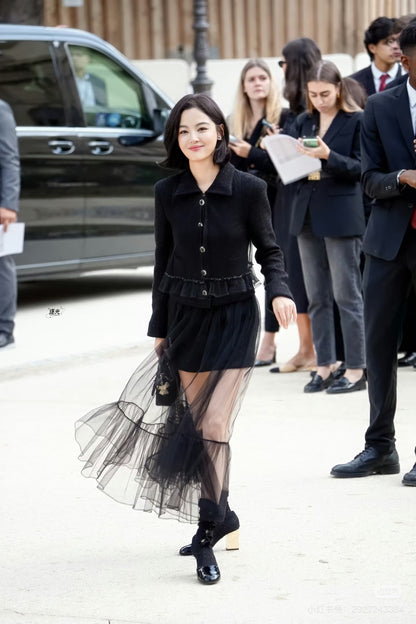 Chan NEW woven skirt and mesh skirt set