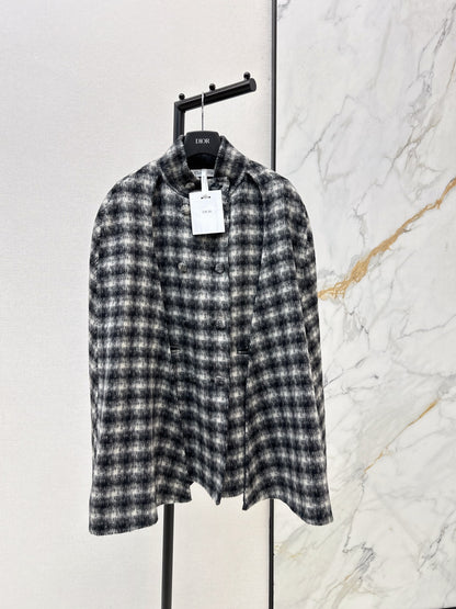 CD NEW plaid shawl cape coat