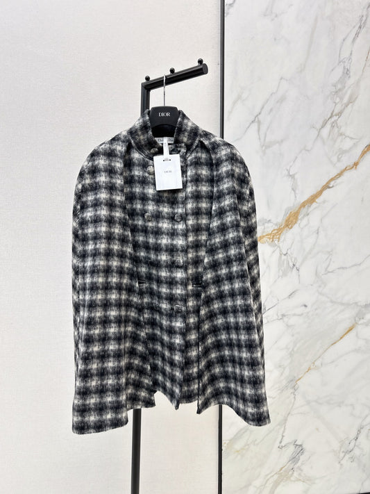 CD NEW plaid shawl cape coat
