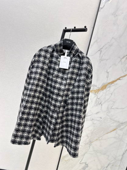CD NEW plaid shawl cape coat