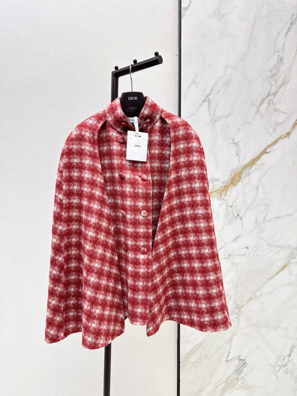 CD NEW plaid shawl cape coat