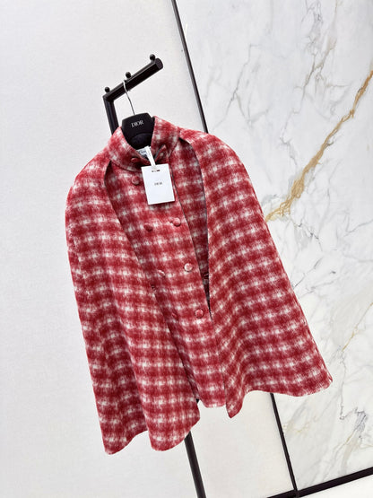CD NEW plaid shawl cape coat