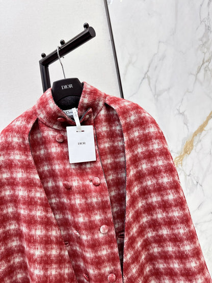 CD NEW plaid shawl cape coat