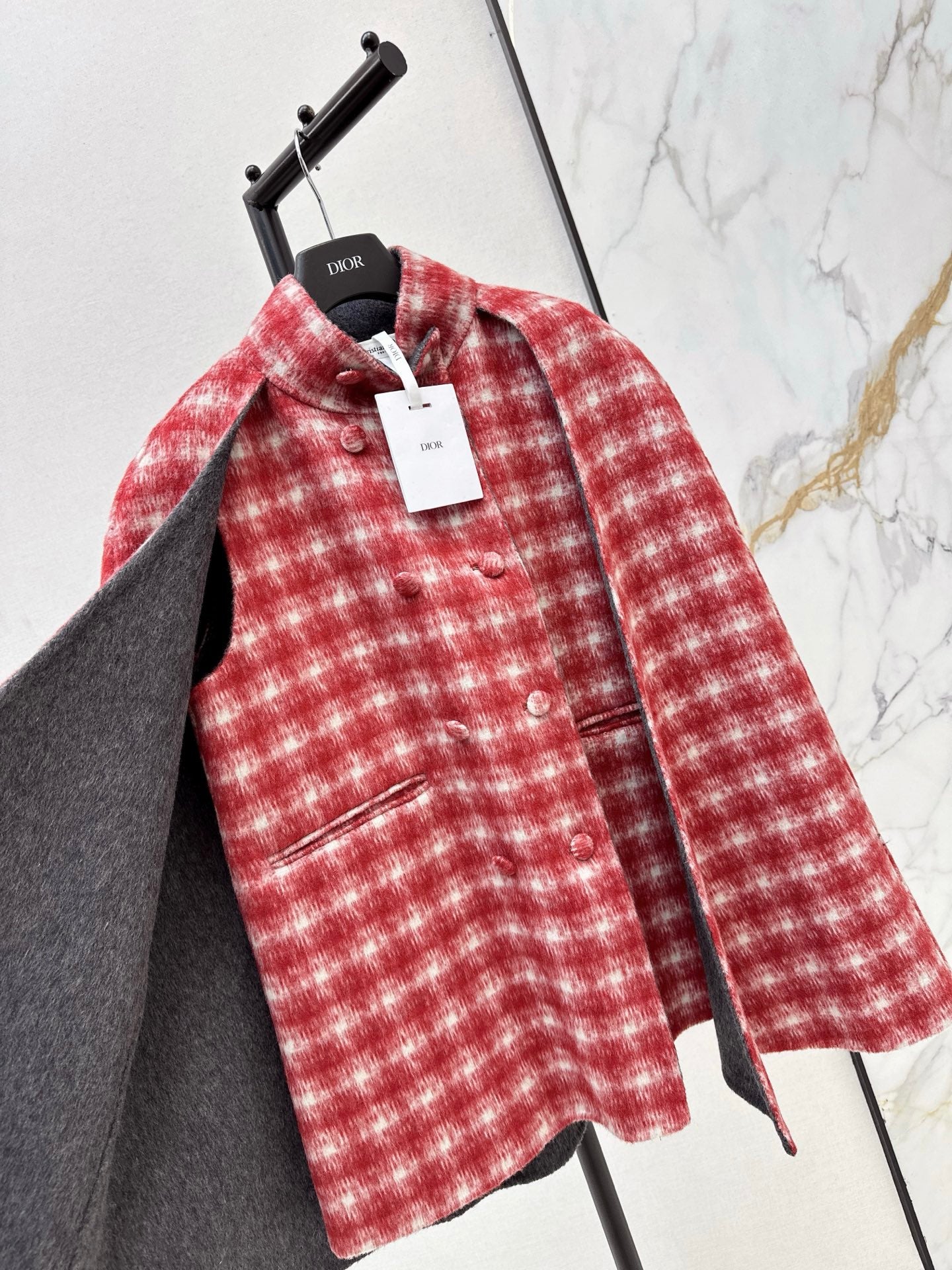 CD NEW plaid shawl cape coat
