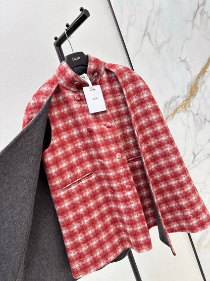CD NEW plaid shawl cape coat