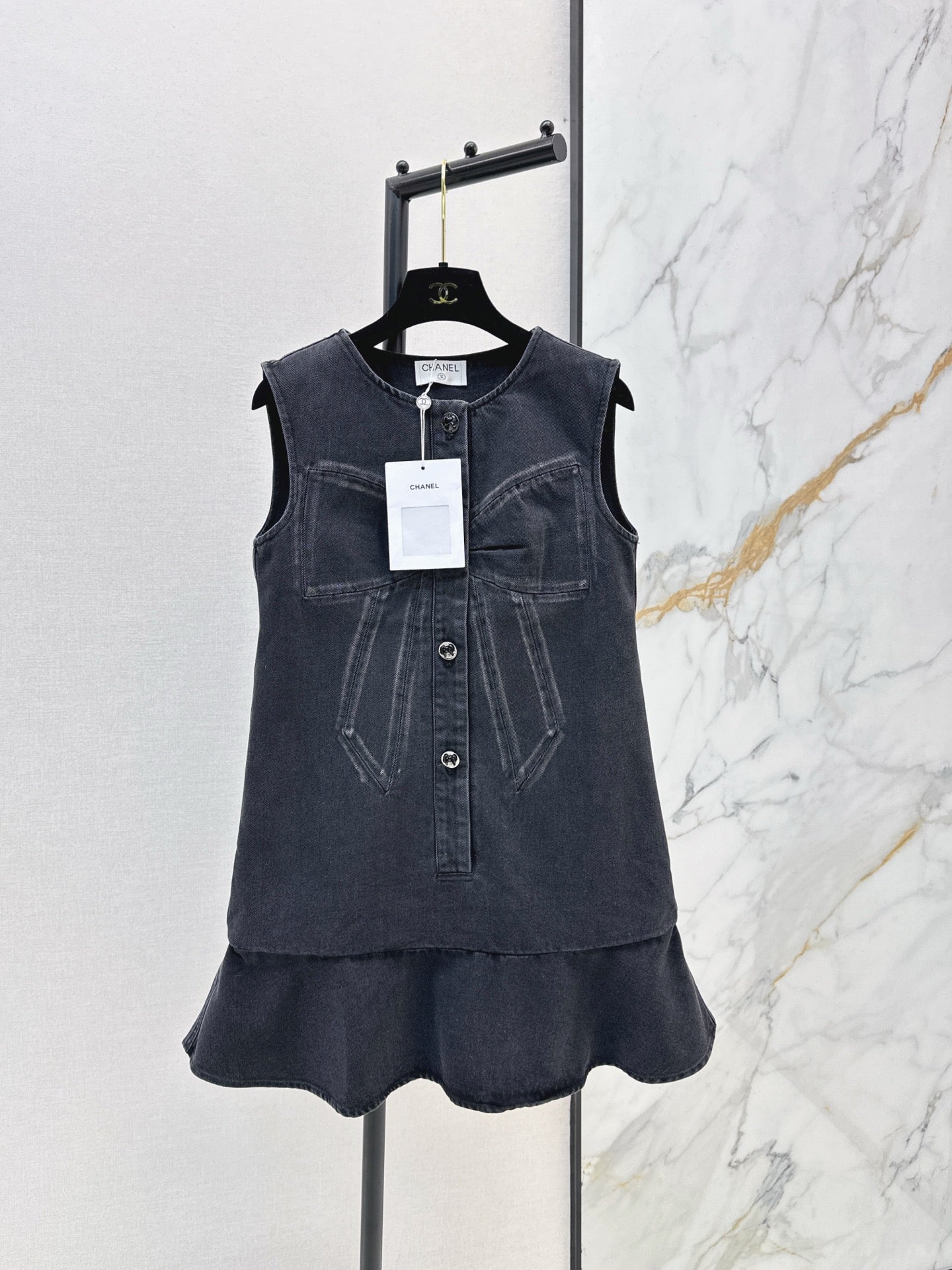 Chan NEW Bow-tie denim dress