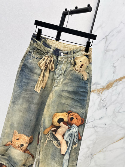 Acn NEW Printed denim pants
