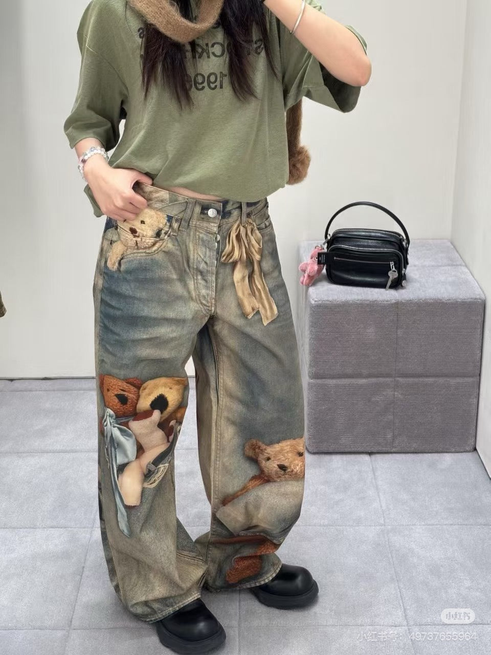 Acn NEW Printed denim pants
