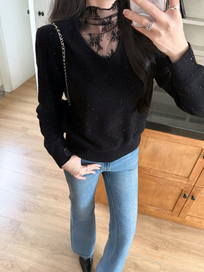Es NEW Lace wool sweater