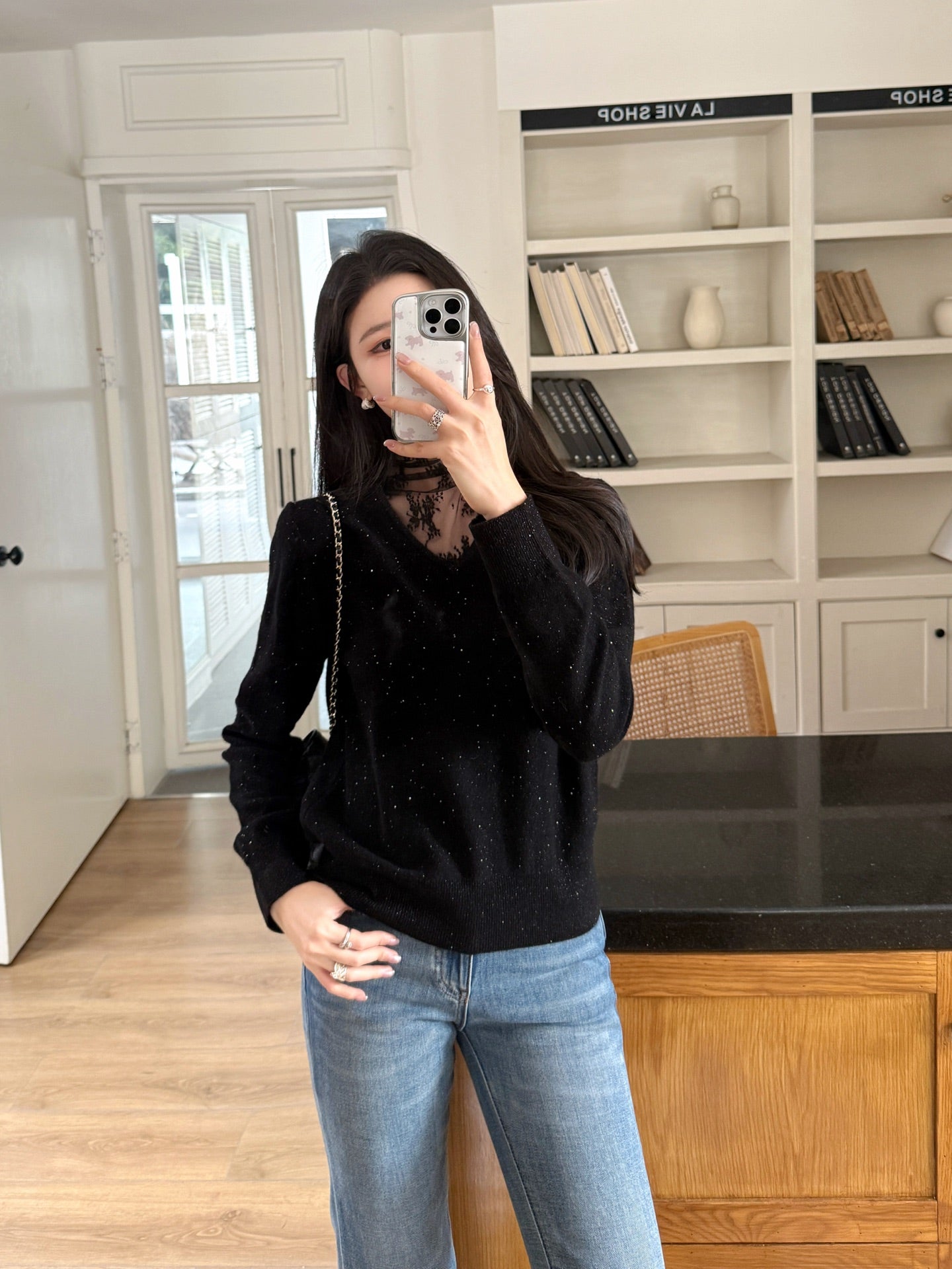 Es NEW Lace wool sweater