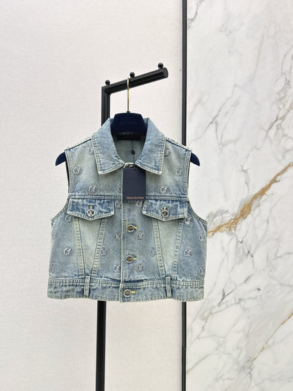 Louis NEW Gold Coin Sequin Denim Vest