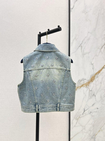 Louis NEW Gold Coin Sequin Denim Vest