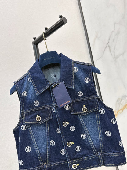 Louis NEW Gold Coin Sequin Denim Vest