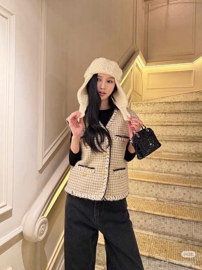 Chan NEW woven tweed vest
