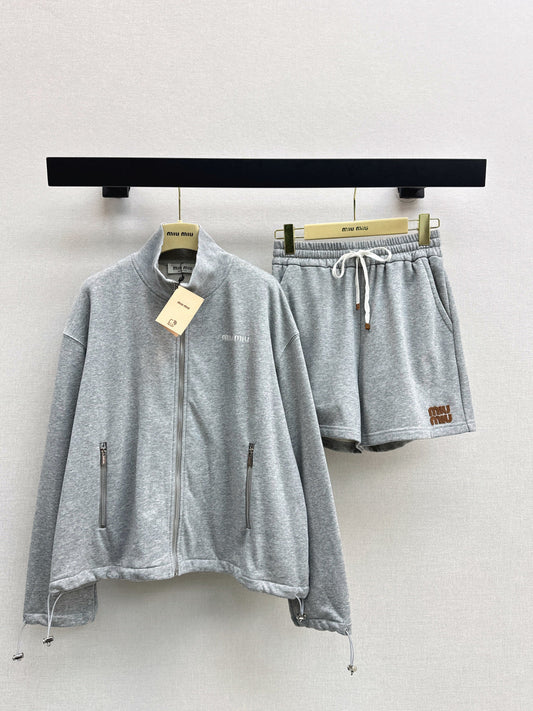 Miu NEW Zipper Jacket  Shorts Set