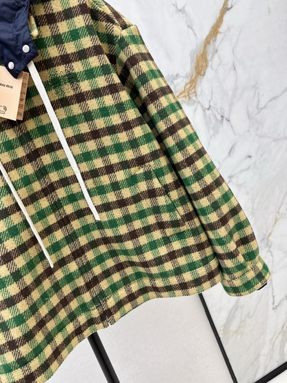 Miu NEW Hooded plaid jacket