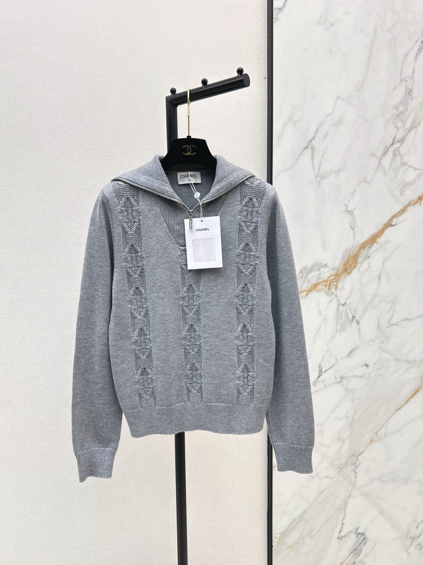 Chan NEW zip knitted sweater