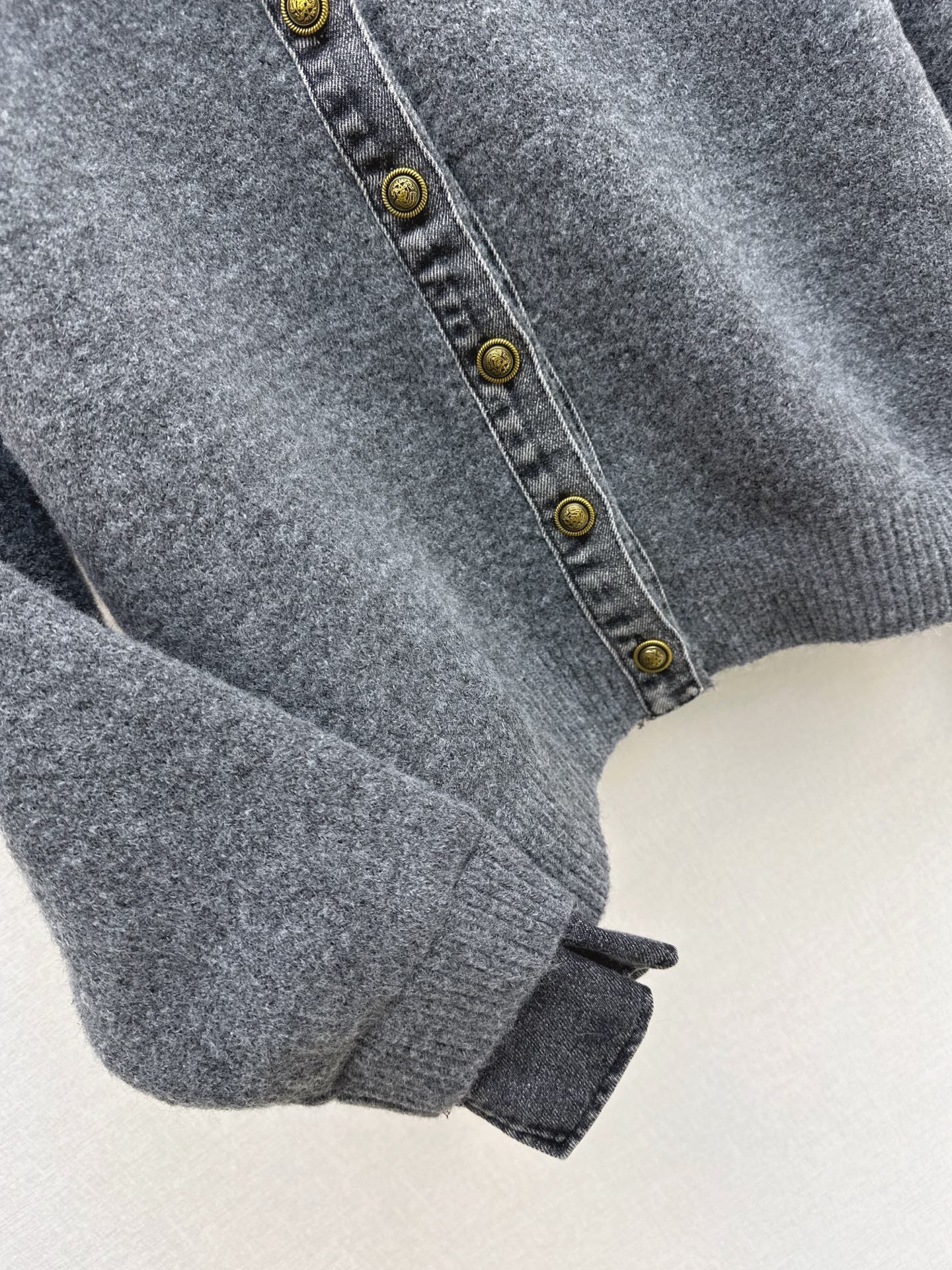 Fend NEW Denim patchwork polo sweater