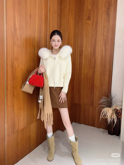 Monc NEW Detachable hooded knit jacket