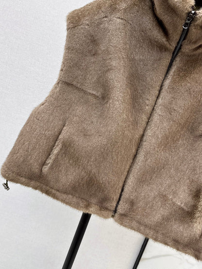 Brun NEW Reversible faux fur vest