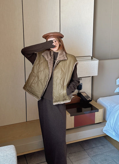 Brun NEW Reversible faux fur vest