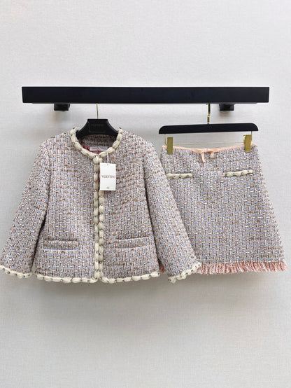 Va1en NEW woven Jacket + Skirt Set