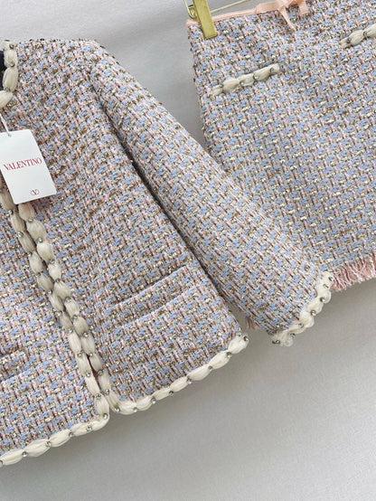 Va1en NEW woven Jacket + Skirt Set