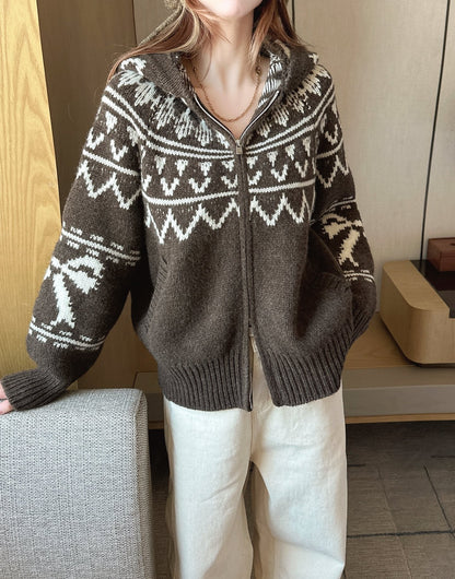 Loro NEW fair isle hooded cardigan