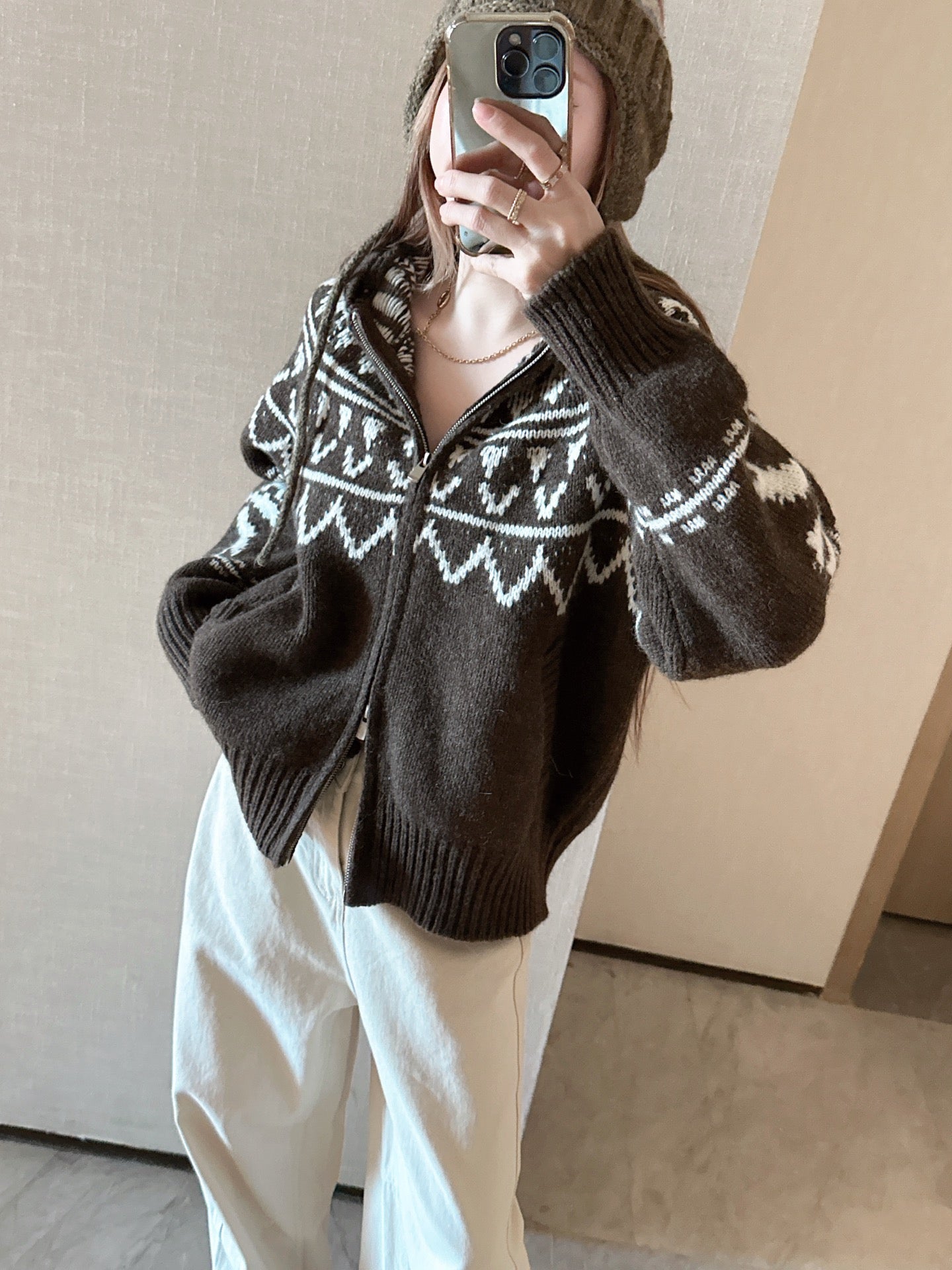 Loro NEW fair isle hooded cardigan