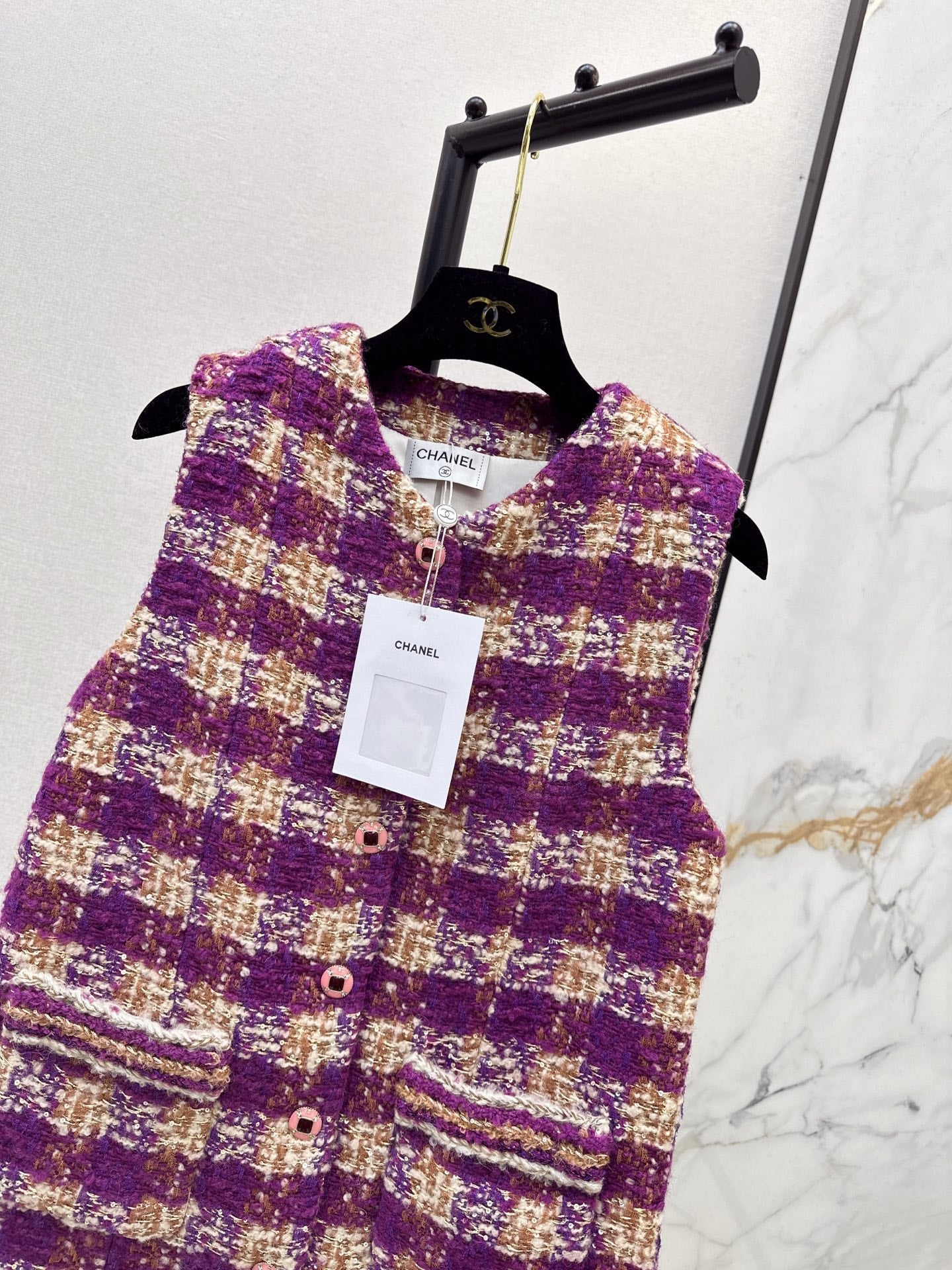 Chan NEW woven plaid vest