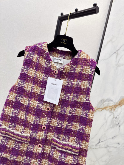 Chan NEW woven plaid vest