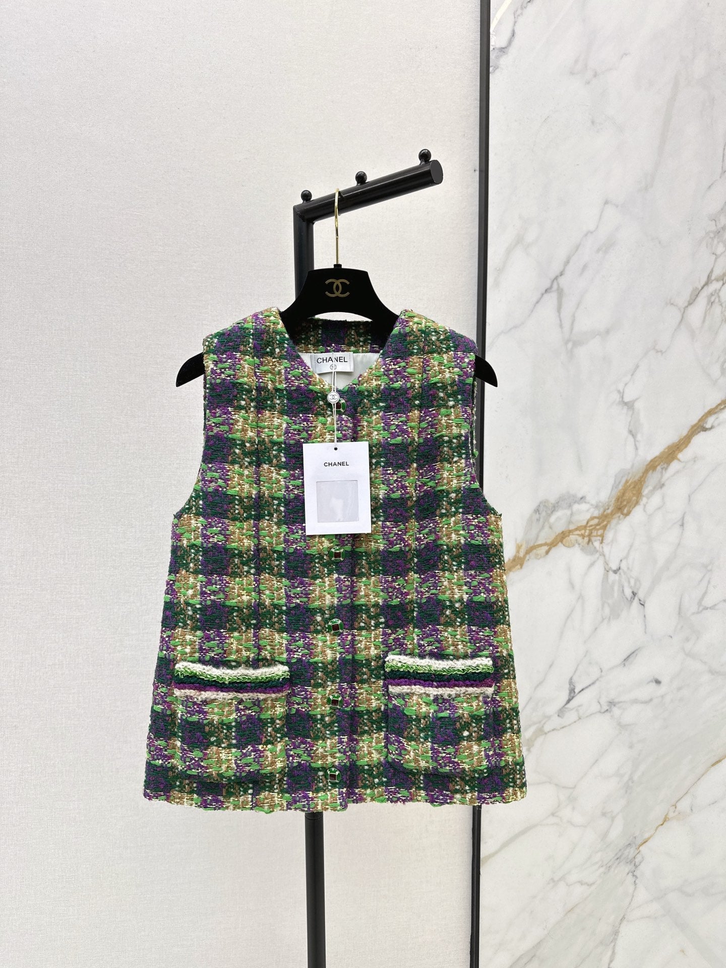 Chan NEW woven plaid vest