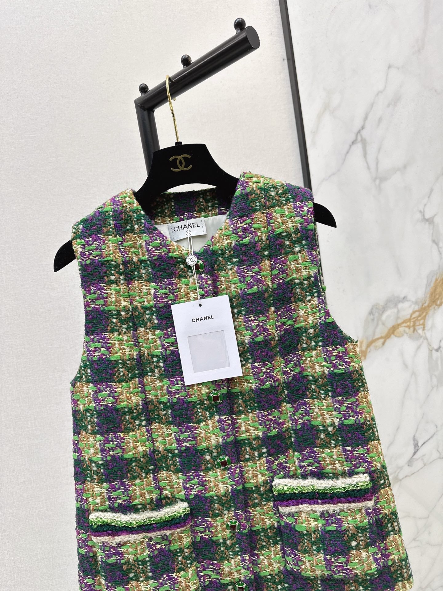 Chan NEW woven plaid vest