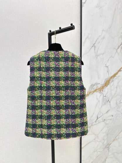 Chan NEW woven plaid vest