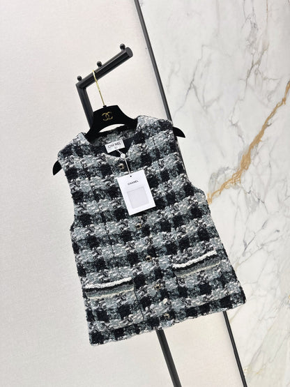 Chan NEW woven plaid vest