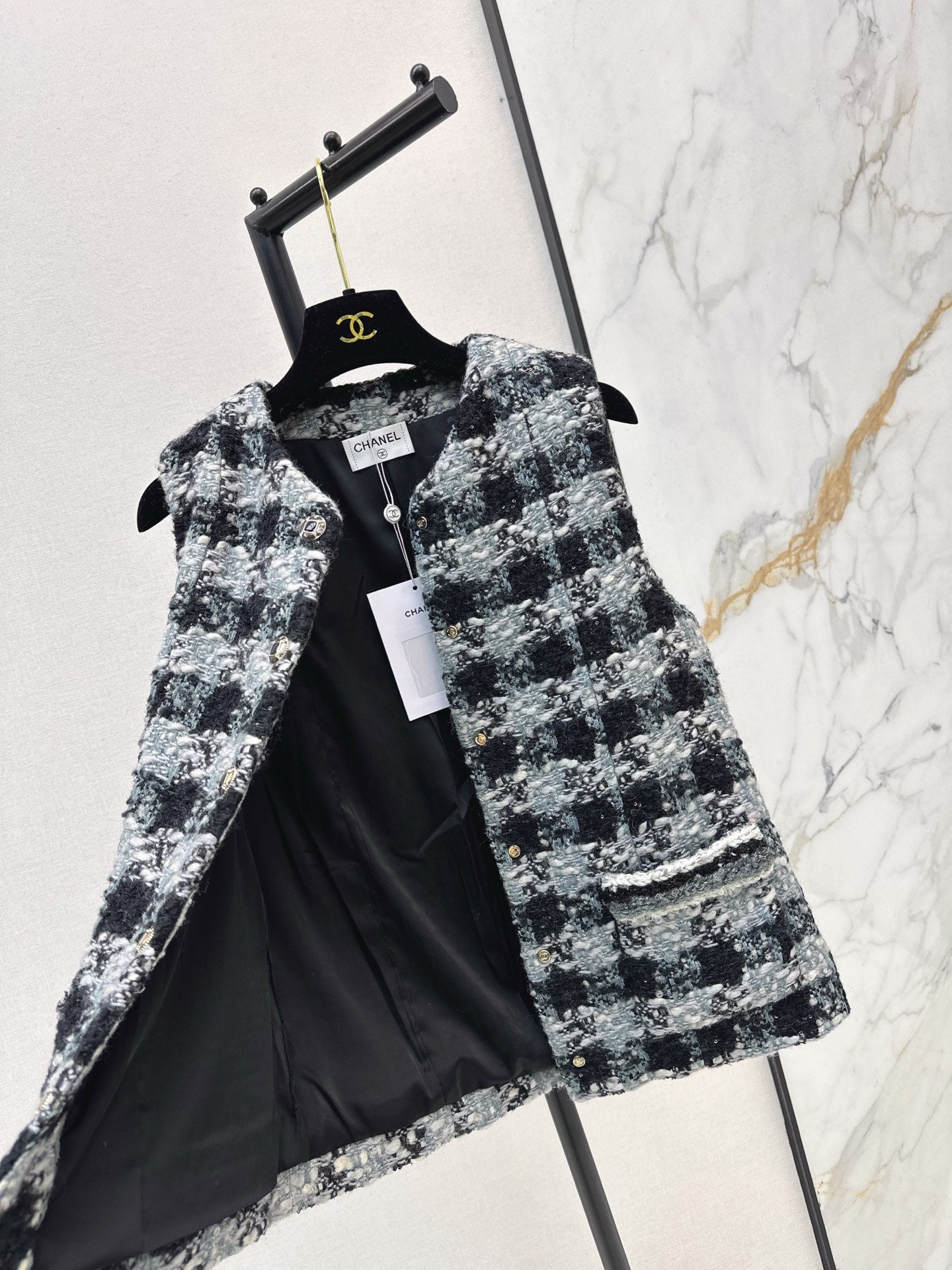 Chan NEW woven plaid vest