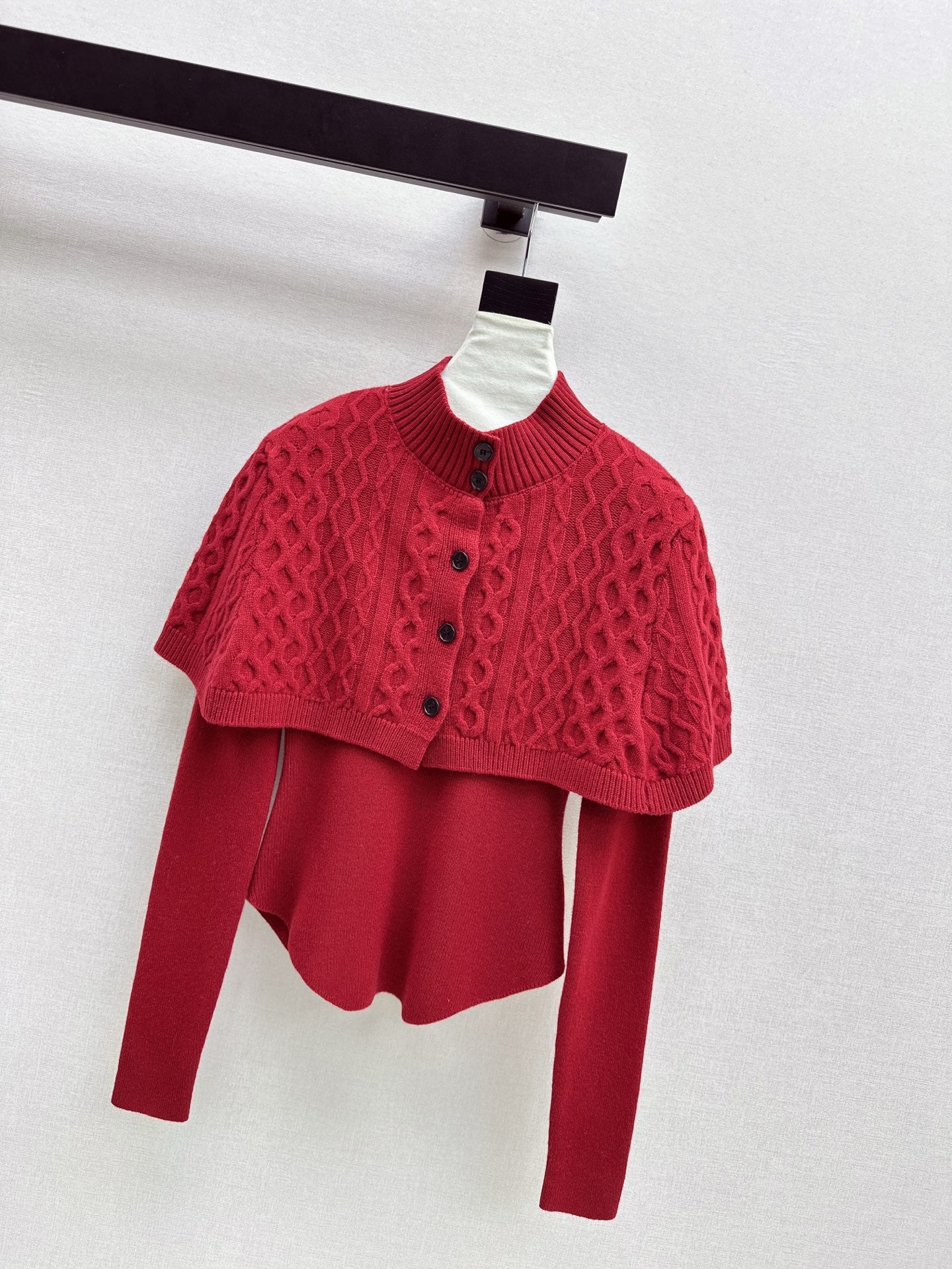 Chan NEW Knitted cape sweater set